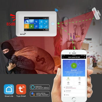 Σύστημα συναγερμού ασφαλείας TUYA WIFI GSM Wireless Burglar Home Έξυπνη ζωή με IP Carema Συμβατό με Alexa και Google