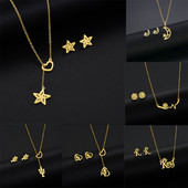 Rinhoo rozsdamentes acél medál nyaklánc fülbevaló szettek Heart Moon Starfish Rose ékszerkészletek ajándékok anya feleségének barátnőjének