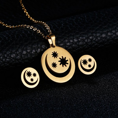 Rinhoo rozsdamentes acél medál nyaklánc fülbevaló szettek Heart Moon Starfish Rose ékszerkészletek ajándékok anya feleségének barátnőjének