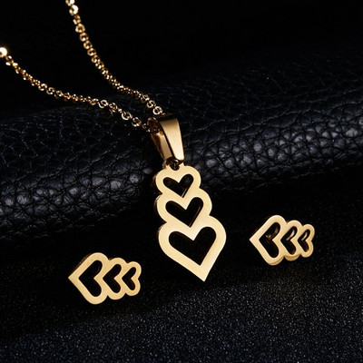 Rinhoo rozsdamentes acél medál nyaklánc fülbevaló szettek Heart Moon Starfish Rose ékszerkészletek ajándékok anya feleségének barátnőjének