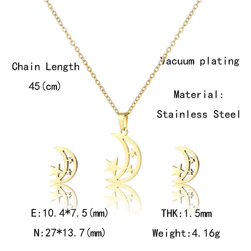 Rinhoo rozsdamentes acél medál nyaklánc fülbevaló szettek Heart Moon Starfish Rose ékszerkészletek ajándékok anya feleségének barátnőjének