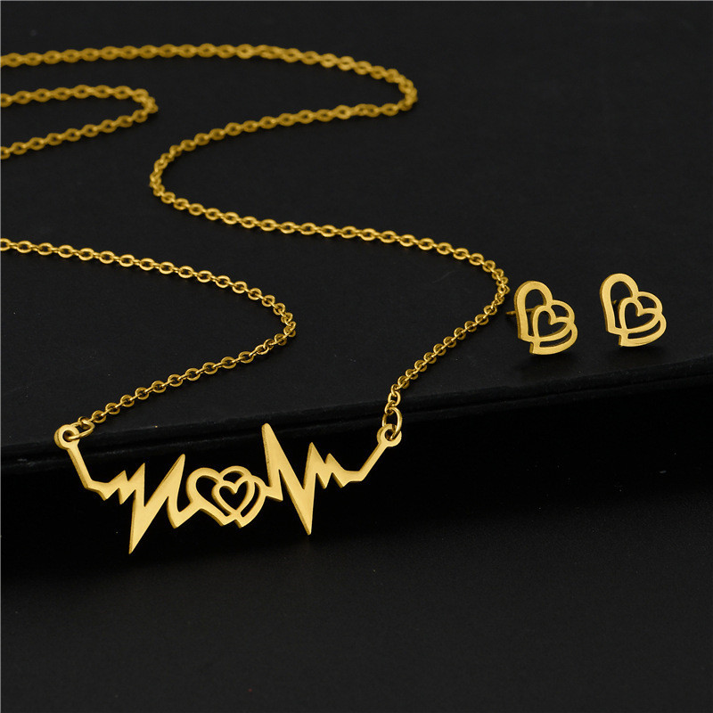 Rinhoo rozsdamentes acél medál nyaklánc fülbevaló szettek Heart Moon Starfish Rose ékszerkészletek ajándékok anya feleségének barátnőjének