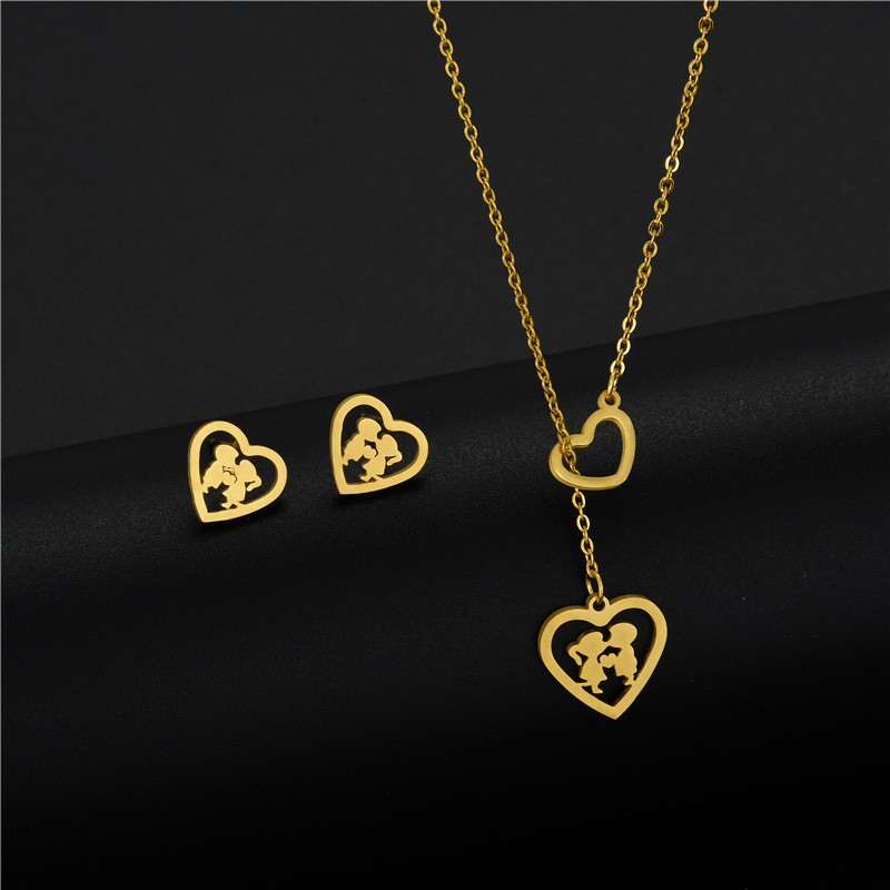 Rinhoo rozsdamentes acél medál nyaklánc fülbevaló szettek Heart Moon Starfish Rose ékszerkészletek ajándékok anya feleségének barátnőjének