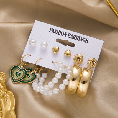 Színes koreai akril pillangós fülbevaló szett nőknek Vintage kör szimulált gyöngy fülbevaló menyasszonyi esküvői ékszer Boho