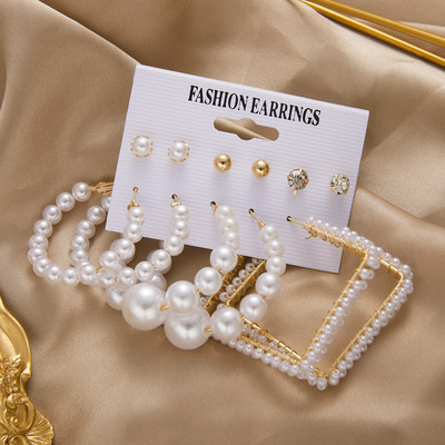 Színes koreai akril pillangós fülbevaló szett nőknek Vintage kör szimulált gyöngy fülbevaló menyasszonyi esküvői ékszer Boho