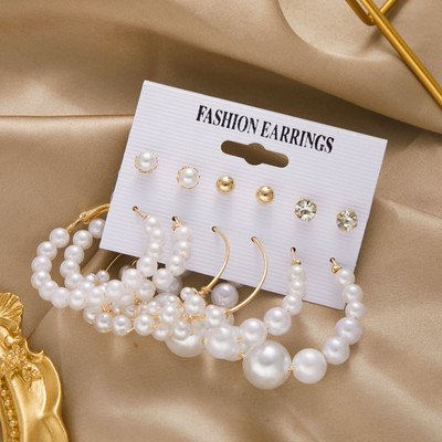 Színes koreai akril pillangós fülbevaló szett nőknek Vintage kör szimulált gyöngy fülbevaló menyasszonyi esküvői ékszer Boho