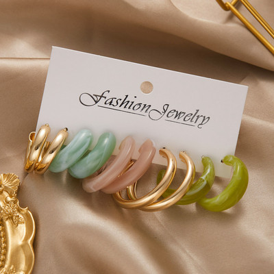 Színes koreai akril pillangós fülbevaló szett nőknek Vintage kör szimulált gyöngy fülbevaló menyasszonyi esküvői ékszer Boho