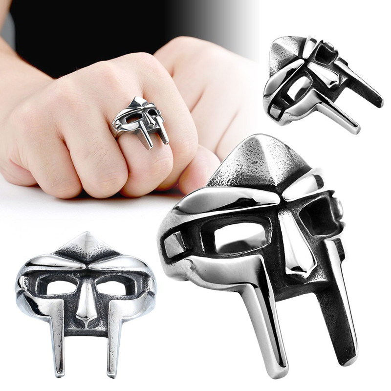 Inele Goth Hip Hop MF DOOM Masca pentru bărbați Gladiator Stil Punk Faraon Egiptean Inel pentru bărbați Bijuterii clasice retro Accesorii de petrecere
