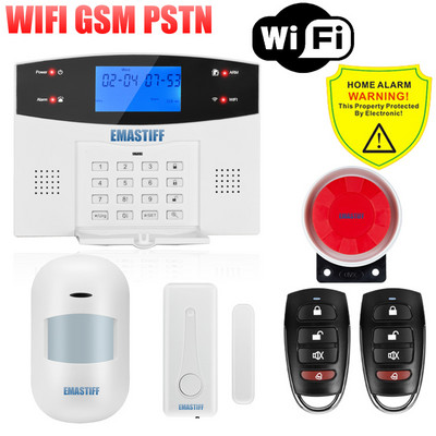 Reklamēt produktu APP Vadu bezvadu mājas drošība WIFI PSTN GSM signalizācijas sistēma domofona tālvadības pults Automātiskās iezvanes sirēnas sensora komplekts