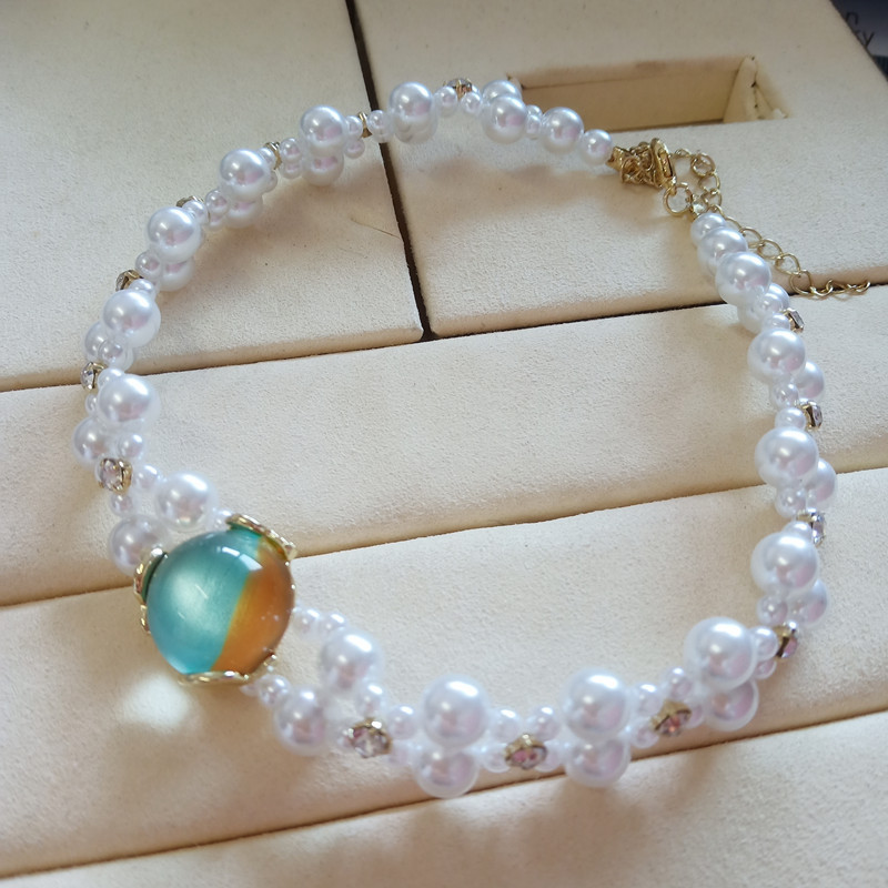 Cercei și colier choker de modă verde perle pentru femei Set de bijuterii elegant pentru petrecerea de nuntă