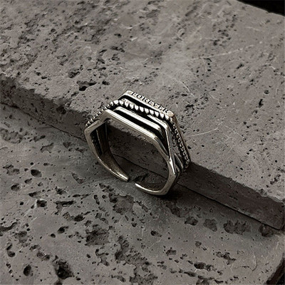 Vintage ezüst színű fém geometrikus szabálytalan virágok szerelmes nyitó gyűrűk női lányoknak buli utazás punk ékszerek HUANZHI 2021