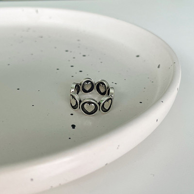 Vintage ezüst színű fém geometrikus szabálytalan virágok szerelmes nyitó gyűrűk női lányoknak buli utazás punk ékszerek HUANZHI 2021