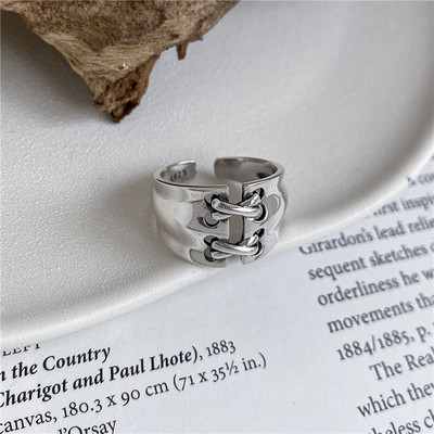 Vintage ezüst színű fém geometrikus szabálytalan virágok szerelmes nyitó gyűrűk női lányoknak buli utazás punk ékszerek HUANZHI 2021