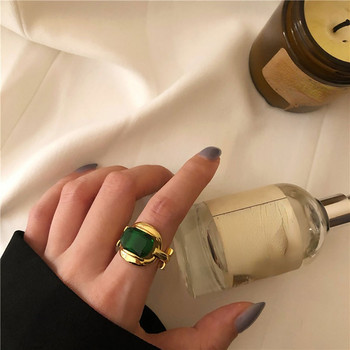 Bilandi Модни бижута Геометричен пръстен 2022 г. Нова тенденция Преувеличено зелено Висококачествен лъскав кристален пръстен за жени Подаръци