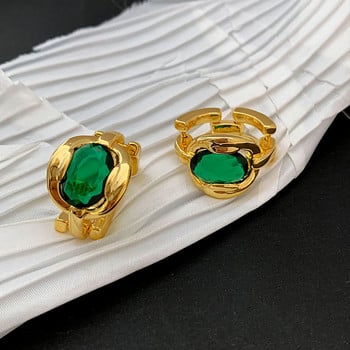 Bilandi Модни бижута Геометричен пръстен 2022 г. Нова тенденция Преувеличено зелено Висококачествен лъскав кристален пръстен за жени Подаръци