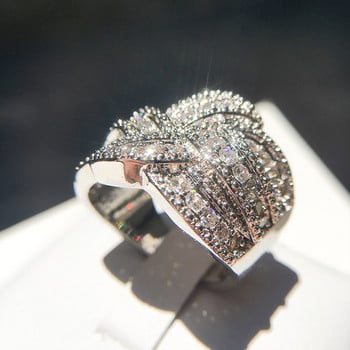 2022 Нови Bling CZ Циркон камък Сребърен цвят ленти пръстени за жени Сватбени годежи Модни луксозни бижута