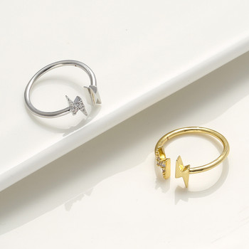 ZHUKOU НОВ Златен отворен пръстен със светкавица CZ Crystal Прост ултратънък пръстен за жени Модни бижута на едро VJ242