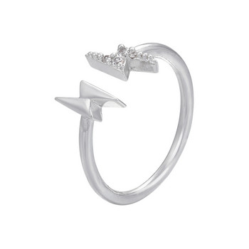 ZHUKOU ΝΕΟ Χρυσό χρώμα Lightning Open Ring CZ Crystal Simple εξαιρετικά λεπτό δαχτυλίδι για γυναίκες Μόδα Κοσμήματα Χονδρική VJ242