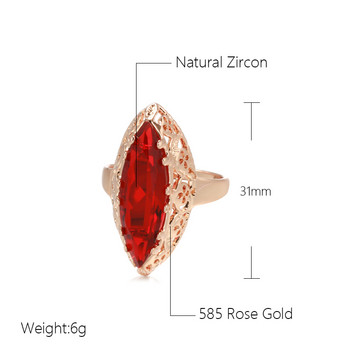Kinel New Trend 585 Rose Gold Μοναδικά Γυναικεία Δαχτυλίδια Daily Hollow Rings Horse Eye Natural Zircon Fashion Wedding Party Jewelry Δώρο