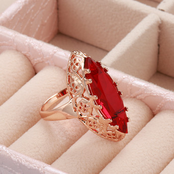 Kinel Нова тенденция 585 розово злато Уникални дамски пръстени Ежедневни кухи пръстени Конско око Естествен циркон Мода Сватбени парти Бижута Подарък