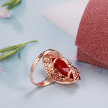 Kinel New Trend 585 Rose Gold Μοναδικά Γυναικεία Δαχτυλίδια Daily Hollow Rings Horse Eye Natural Zircon Fashion Wedding Party Jewelry Δώρο