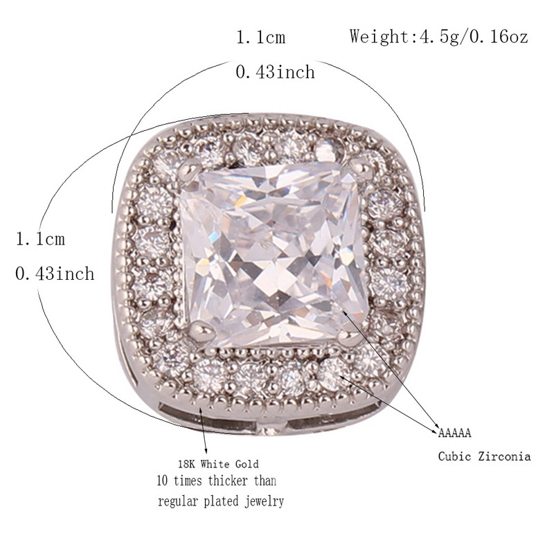 GRACE JUN Cercei cu agrafă geometrici pătrați noi pentru femei, petrecere, nuntă, domnișoare de onoare de lux, zircon cubic, cercei fără găuri