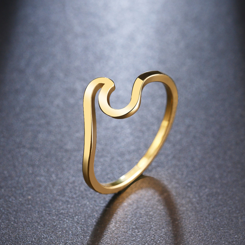 316L rozsdamentes acél gyűrű divatos egyszerű hullám gyűrűk nőknek fehérarany színű esküvői parti ékszerek női ajándékok dropshipping