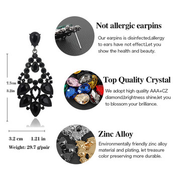 VEYO Луксозни хиперболни кристални обеци с класически издълбан дизайн, падащи обеци за жени, подарък