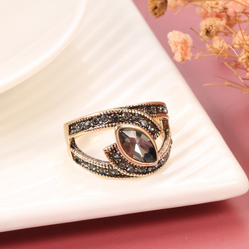 Kinel Boho Ethnic Νυφικό Κρυστάλλινο Δαχτυλίδι Αντίκες Χρυσό Χρώμα Μεγάλα Δαχτυλίδια από πέτρα ζιργκόν για γυναίκες Vintage κοσμήματα γάμου