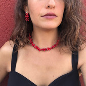 Colier simplu de modă, cercei, set de bijuterii, colier delicat roșu, brățară pentru vacanța de vară, accesorii cadou uimitoare