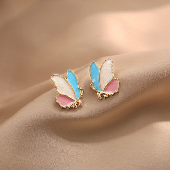 Модерни, цветни, сладки емайлирани обеци с пеперуди за жени Темперамент Brincos Сладко парти бижута Подарък за Свети Валентин