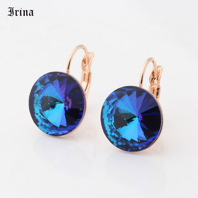 Kerek, egyszerű dizájn forró akciós 14 mm-es 7 színű kristályos kőcsepp fülbevaló francia akasztós fülbevaló női elegáns party esküvő