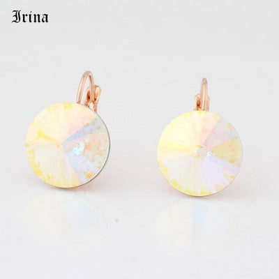 Kerek, egyszerű dizájn forró akciós 14 mm-es 7 színű kristályos kőcsepp fülbevaló francia akasztós fülbevaló női elegáns party esküvő