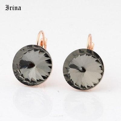 Kerek, egyszerű dizájn forró akciós 14 mm-es 7 színű kristályos kőcsepp fülbevaló francia akasztós fülbevaló női elegáns party esküvő