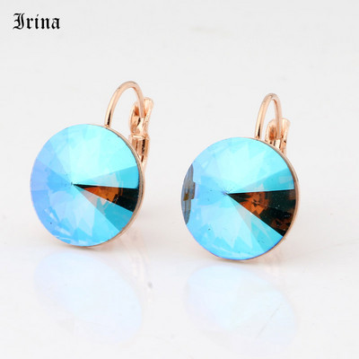 Kerek, egyszerű dizájn forró akciós 14 mm-es 7 színű kristályos kőcsepp fülbevaló francia akasztós fülbevaló női elegáns party esküvő