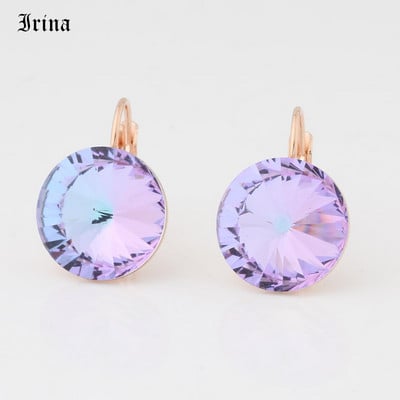 Kerek, egyszerű dizájn forró akciós 14 mm-es 7 színű kristályos kőcsepp fülbevaló francia akasztós fülbevaló női elegáns party esküvő