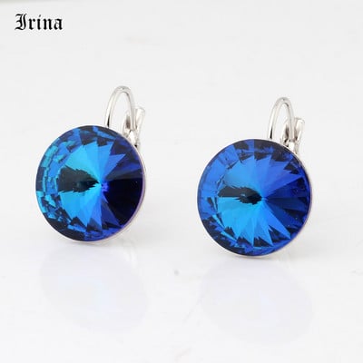 Kerek, egyszerű dizájn forró akciós 14 mm-es 7 színű kristályos kőcsepp fülbevaló francia akasztós fülbevaló női elegáns party esküvő