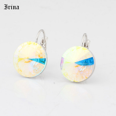 Kerek, egyszerű dizájn forró akciós 14 mm-es 7 színű kristályos kőcsepp fülbevaló francia akasztós fülbevaló női elegáns party esküvő