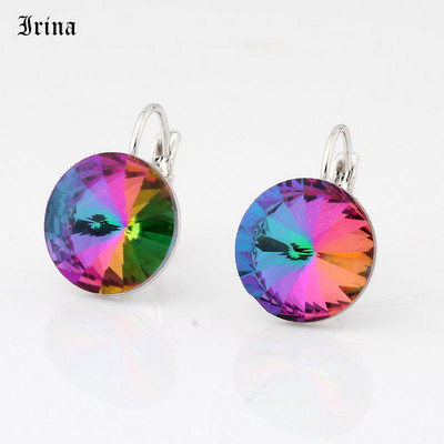 Kerek, egyszerű dizájn forró akciós 14 mm-es 7 színű kristályos kőcsepp fülbevaló francia akasztós fülbevaló női elegáns party esküvő