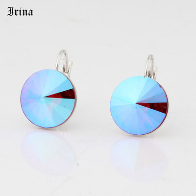 Kerek, egyszerű dizájn forró akciós 14 mm-es 7 színű kristályos kőcsepp fülbevaló francia akasztós fülbevaló női elegáns party esküvő