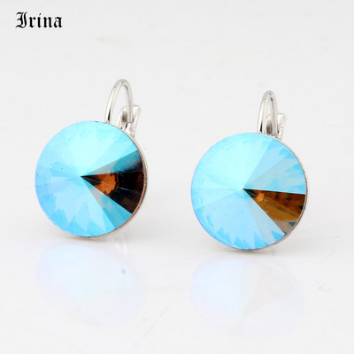 Kerek, egyszerű dizájn forró akciós 14 mm-es 7 színű kristályos kőcsepp fülbevaló francia akasztós fülbevaló női elegáns party esküvő