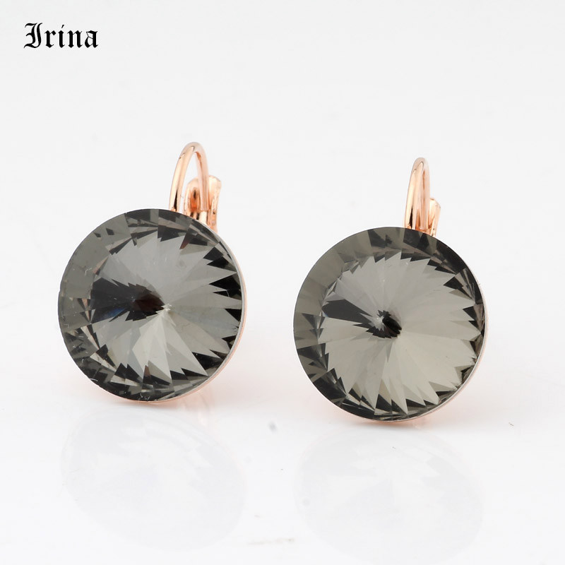 Kerek, egyszerű dizájn forró akciós 14 mm-es 7 színű kristályos kőcsepp fülbevaló francia akasztós fülbevaló női elegáns party esküvő