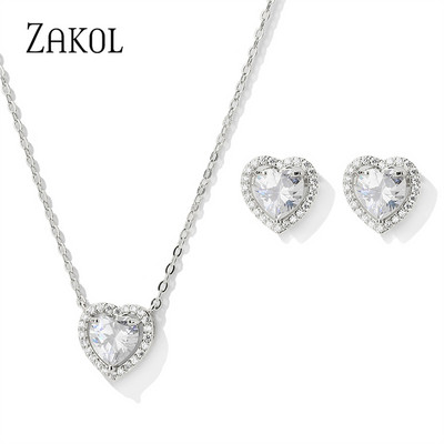 ZAKOL Fashion Ρομαντικό Νυφικό Νυφικό Σετ Κοσμήματα και Σκουλαρίκια Αξεσουάρ Κυβικά Ζιργκόν Γυναικεία Δώρα SP3348