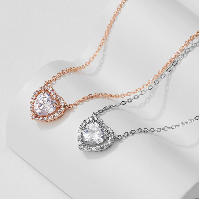 ZAKOL Fashion Romantikus menyasszonyi esküvői szív nyaklánc és fülbevaló ékszer szett AAA cirkónium kiegészítők nőknek ajándékok SP3348