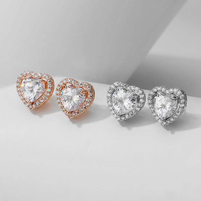 ZAKOL Fashion Romantikus menyasszonyi esküvői szív nyaklánc és fülbevaló ékszer szett AAA cirkónium kiegészítők nőknek ajándékok SP3348