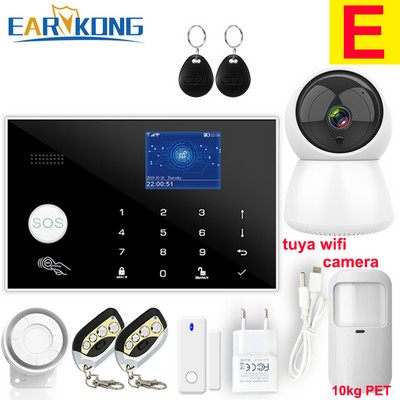 Wifi GSM signalizācijas sistēma Tuya Alarm 433MHz bezvadu un vadu detektors ielaušanās signalizācija RFID karte TFT LCD Touch Keyboard 11 valodas