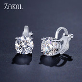 ZAKOL 7mm Cubic Zirconia Piercing Cercei Clip pentru Femei Moda Cristal CZ Manșete Urechi Femei Bijuterii Cadou pentru petrecerea de nuntă