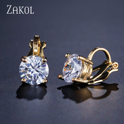 ZAKOL 7mm Cubic Zirconia Piercing Cercei Clip pentru Femei Moda Cristal CZ Manșete Urechi Femei Bijuterii Cadou pentru petrecerea de nuntă