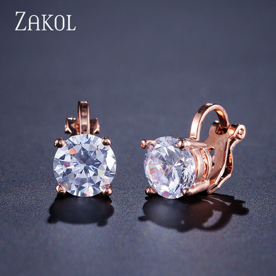ZAKOL 7mm Cubic Zirconia Piercing Cercei Clip pentru Femei Moda Cristal CZ Manșete Urechi Femei Bijuterii Cadou pentru petrecerea de nuntă