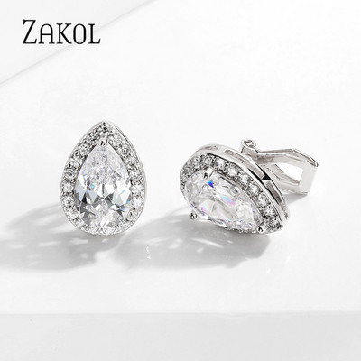 ZAKOL 7mm Cubic Zirconia Piercing Cercei Clip pentru Femei Moda Cristal CZ Manșete Urechi Femei Bijuterii Cadou pentru petrecerea de nuntă